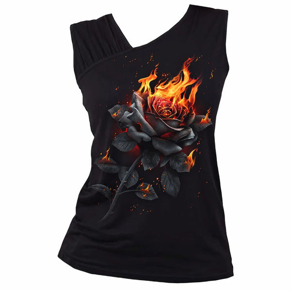 Spiral Women's House Of The Dragon Wing Logo Gathered Shoulder Vest - Black - View #8