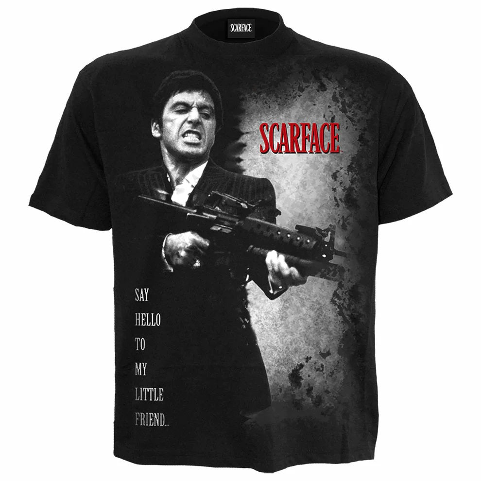 Scarface Say Hello Black Mens T-Shirt-Mens T-Shirts &amp; Tanks-Scarlett Dawn