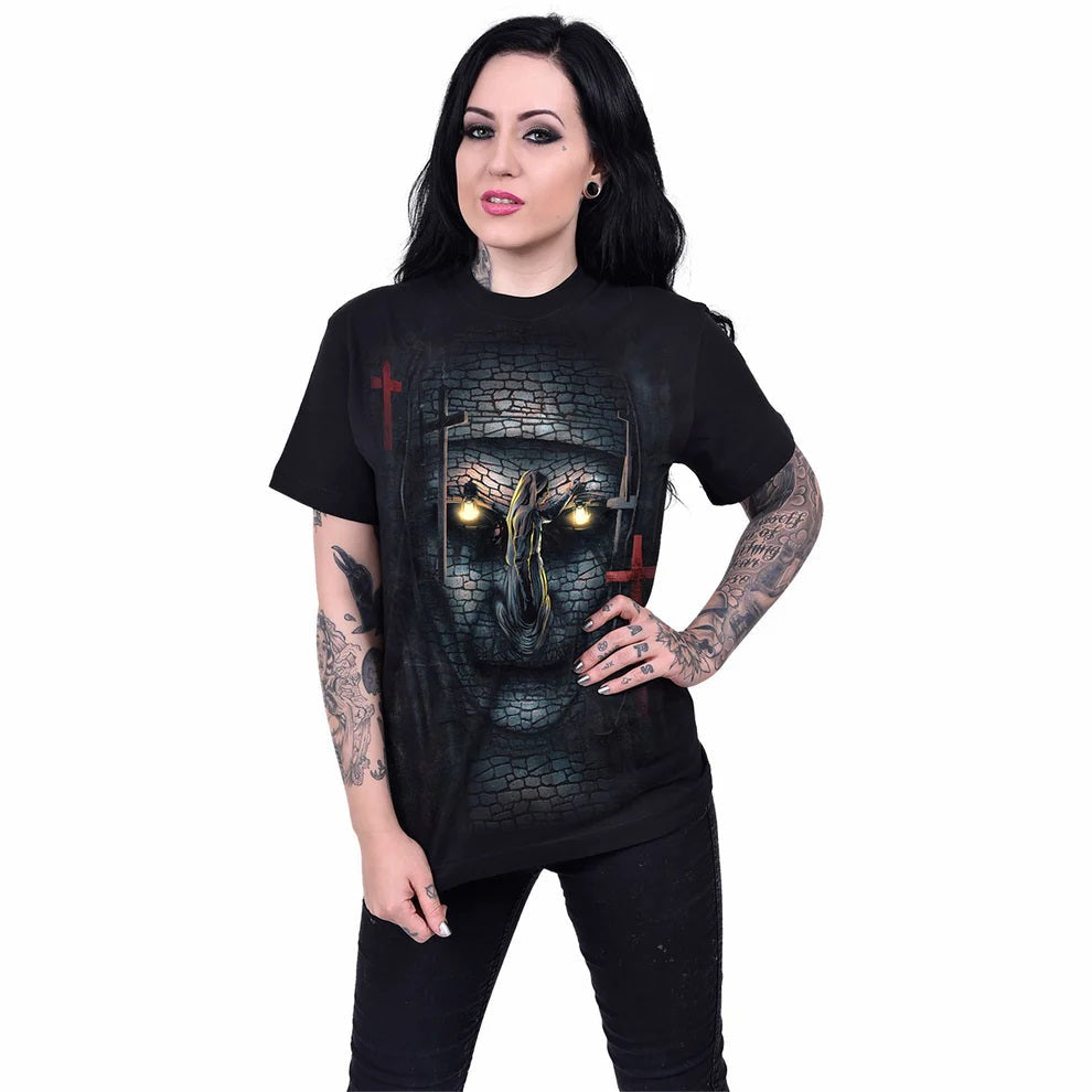 The Nun Skull Illusion Black Mens T-Shirt-Mens T-Shirts &amp; Tanks-Scarlett Dawn