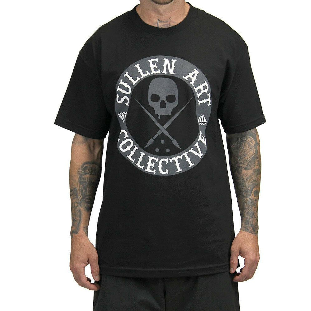 All Day Badge Black Grey Mens T-Shirt-Mens T-Shirts & Tanks-Scarlett Dawn