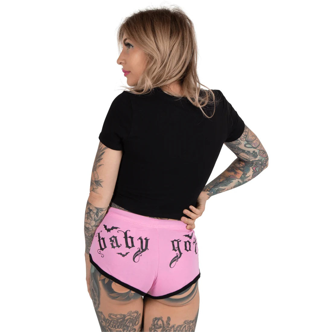 Baby Goth Pink Dolphin Hot Shorts-Womens Shorts & Skirts-Scarlett Dawn