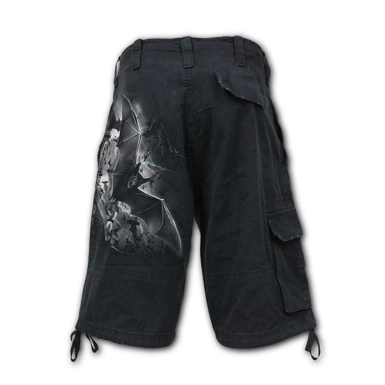 Bat Curse Mens Black Cargo Shorts-Mens Shorts & Pants-Scarlett Dawn