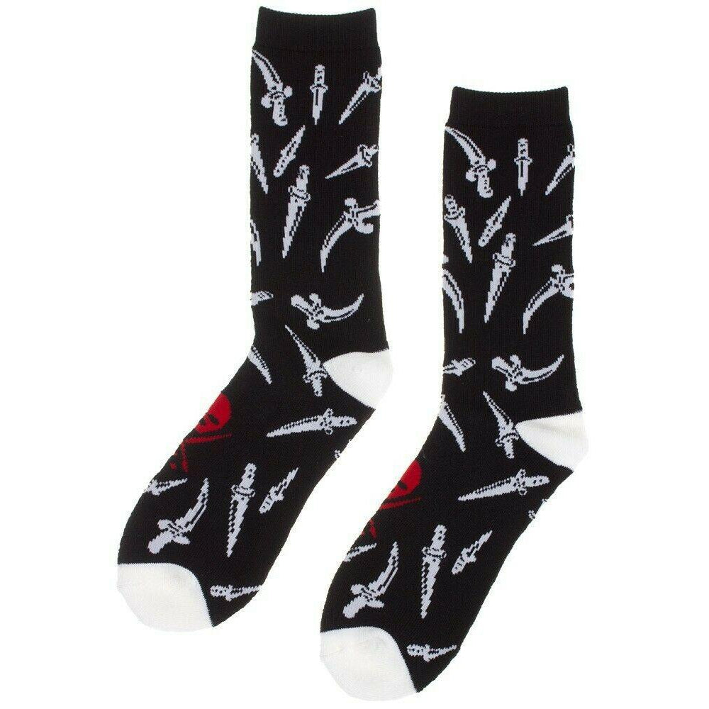 Black and White Socks With Sullen Badge-Mens Socks-Scarlett Dawn