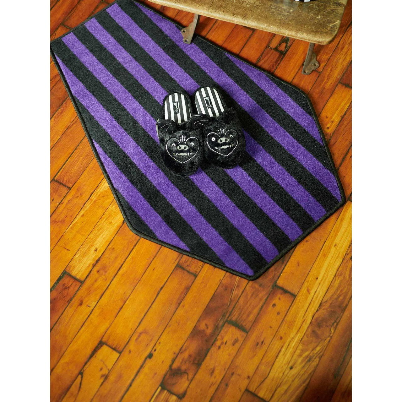 Black & Purple Striped Coffin Floor Rug-Rugs & Mats-Scarlett Dawn