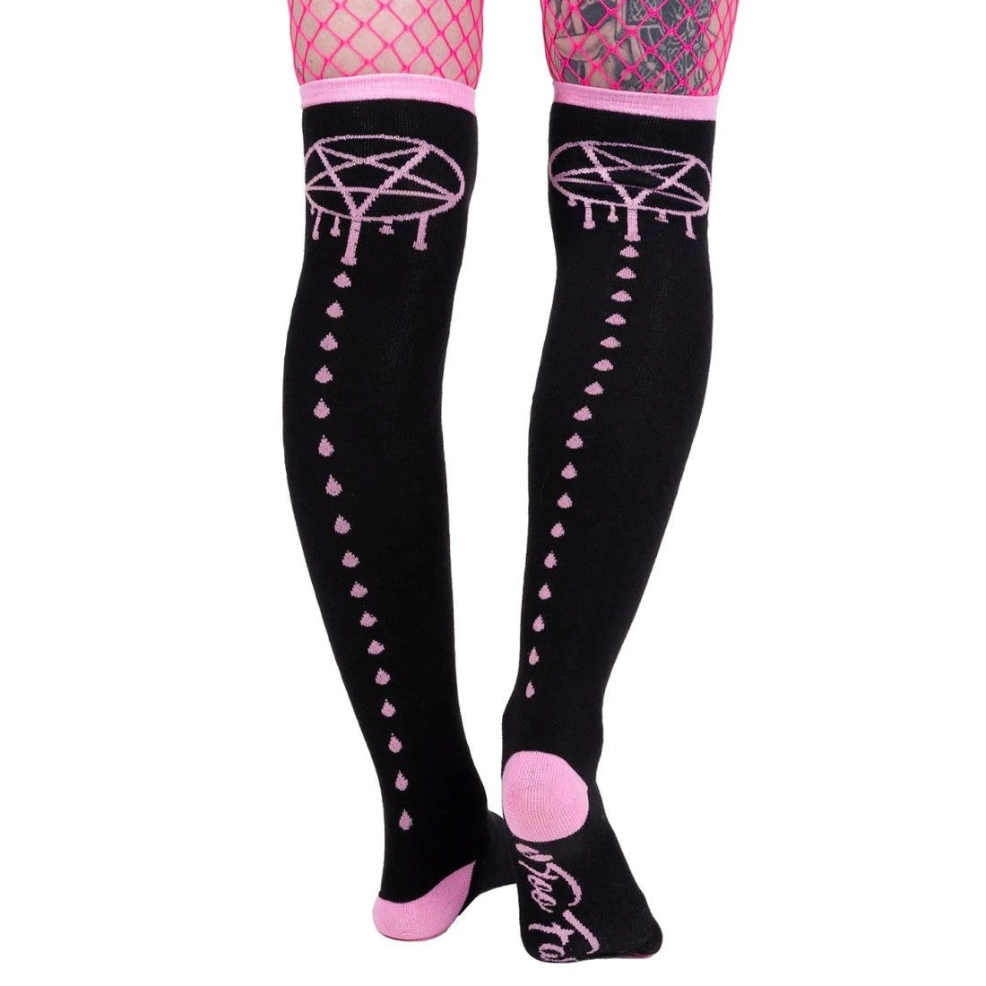Bloody Stars Pentagrams Thigh High Socks-Womens Socks-Scarlett Dawn
