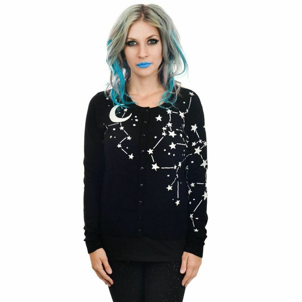 Constellation Stars &amp; Moon Knit Sweater-Womens Cardigans-Scarlett Dawn