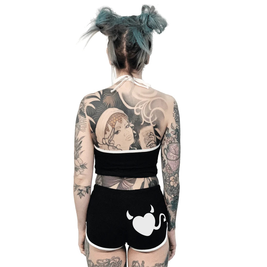 Devil Kitten Heart Black Dolphin Hot Shorts-Womens Shorts &amp; Skirts-Scarlett Dawn