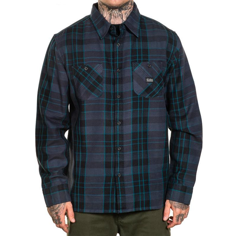 Electric Flannel Button Up Long Sleeve Shirt-Mens Jumpers, Hoodies & Long Sleeves-Scarlett Dawn