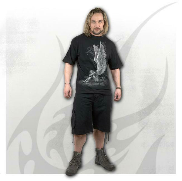 Spiral Enslaved Angel T-shirt voor dames, zwart, gothic, rockwear, zwart, XL
