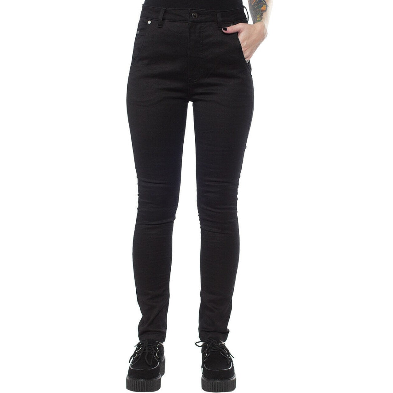 Essential 5 Pocket Womens Black Stretch Pants-Womens Leggings & Pants-Scarlett Dawn