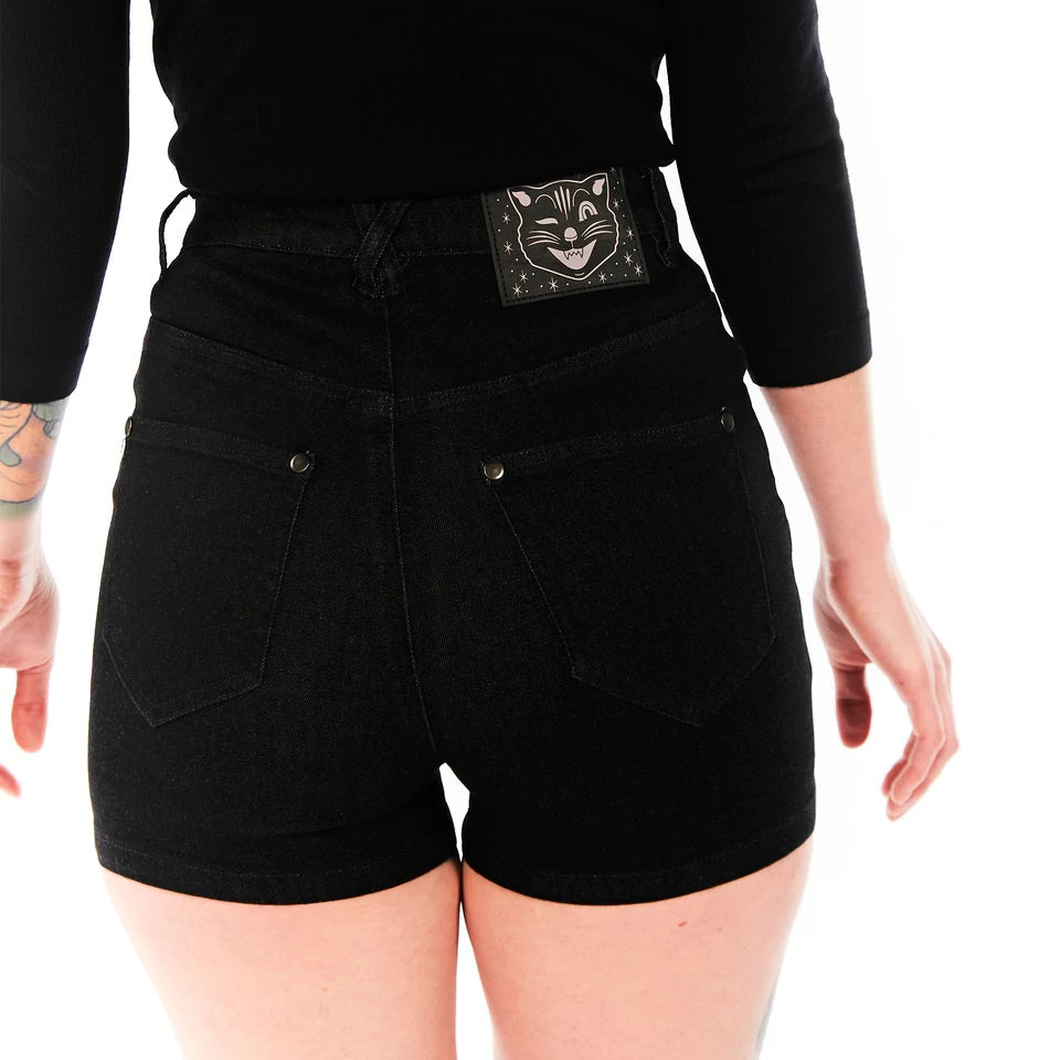 Essential Black Denim Shorts-Womens Shorts & Skirts-Scarlett Dawn