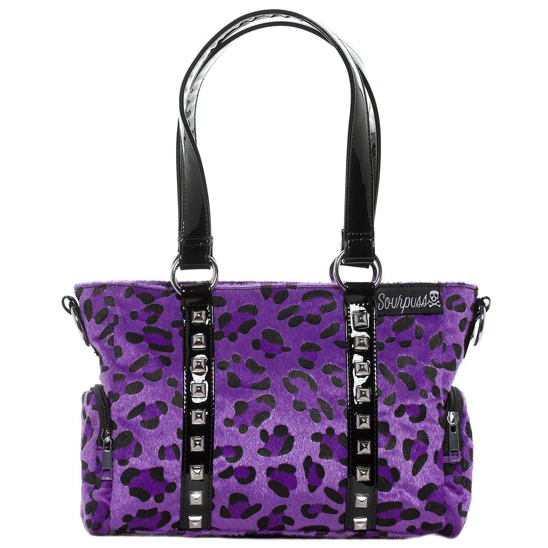 Leopard Mini Stud Purse Purple-Womens Handbags, Purses & Wallets-Scarlett Dawn