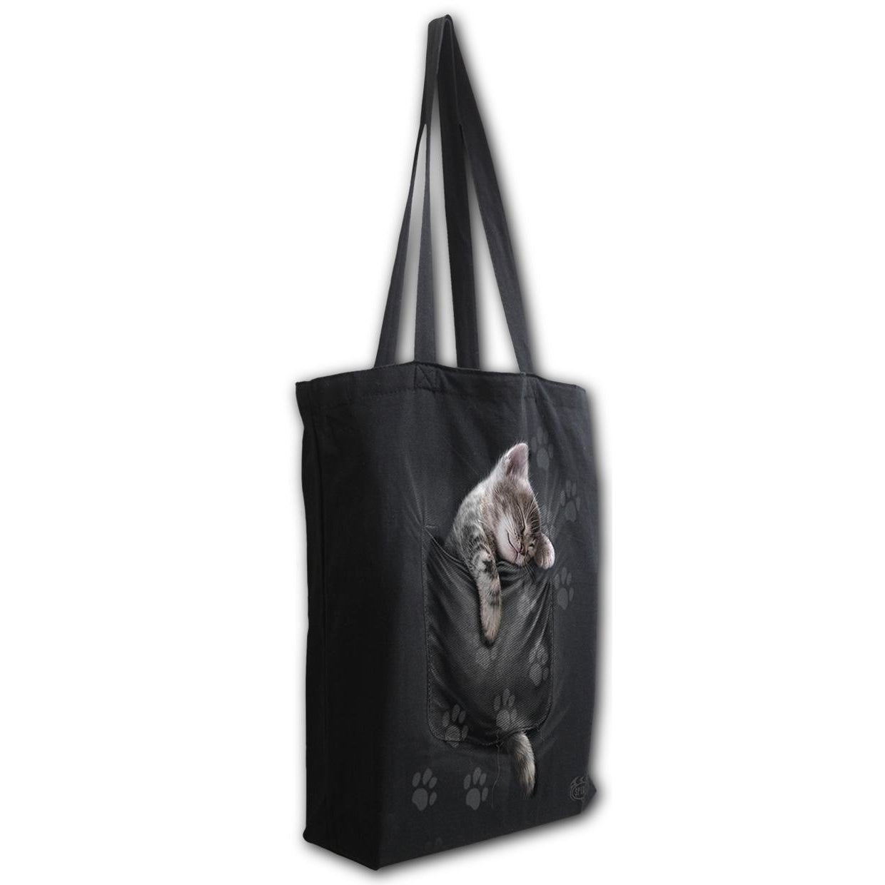 Pocket Kitten Bag 4 Life Canvas Long Handle Womens Tote Bag-Womens Handbags, Purses & Wallets-Scarlett Dawn
