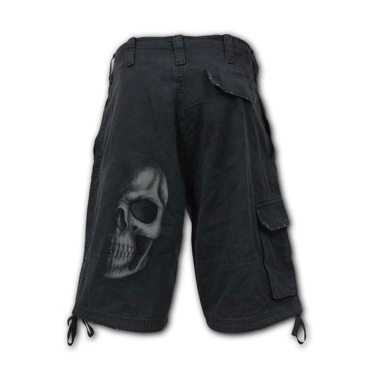 Shadow Skull Grey Vintage Cargo Shorts-Mens Shorts &amp; Pants-Scarlett Dawn