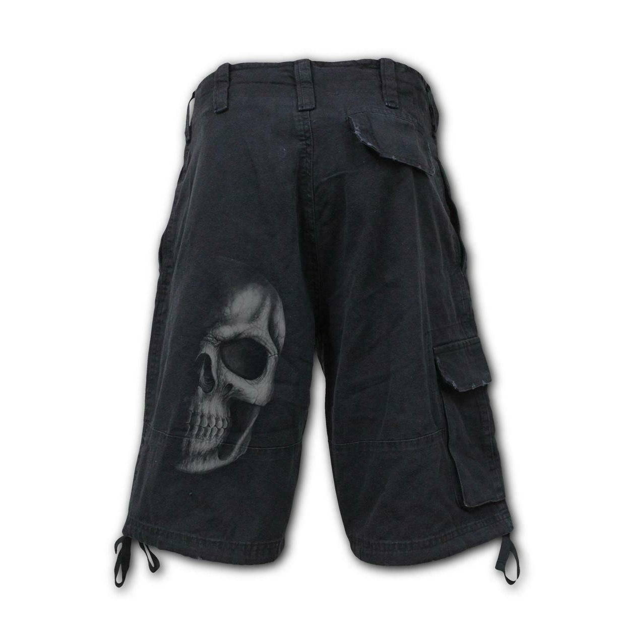 Shadow Skull Grey Vintage Cargo Shorts-Mens Shorts & Pants-Scarlett Dawn