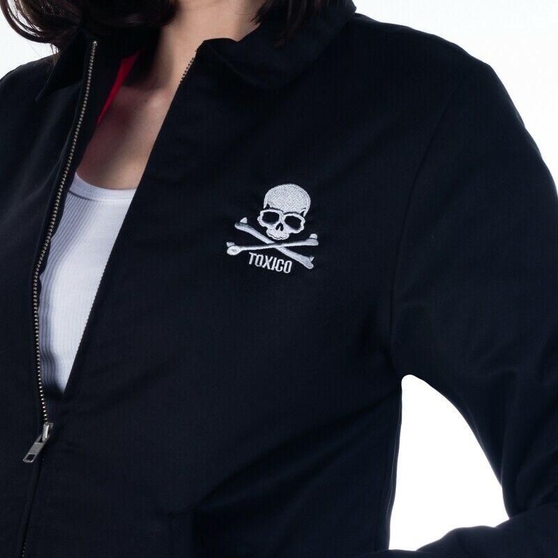 Skull & Bones Zipped Driver Womens Jacket-Womens Coats, Jackets & Vests-Scarlett Dawn