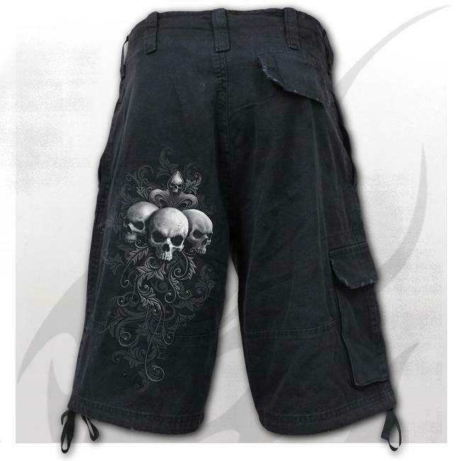 Skull Scroll Vintage Cargo Shorts-Mens Shorts & Pants-Scarlett Dawn