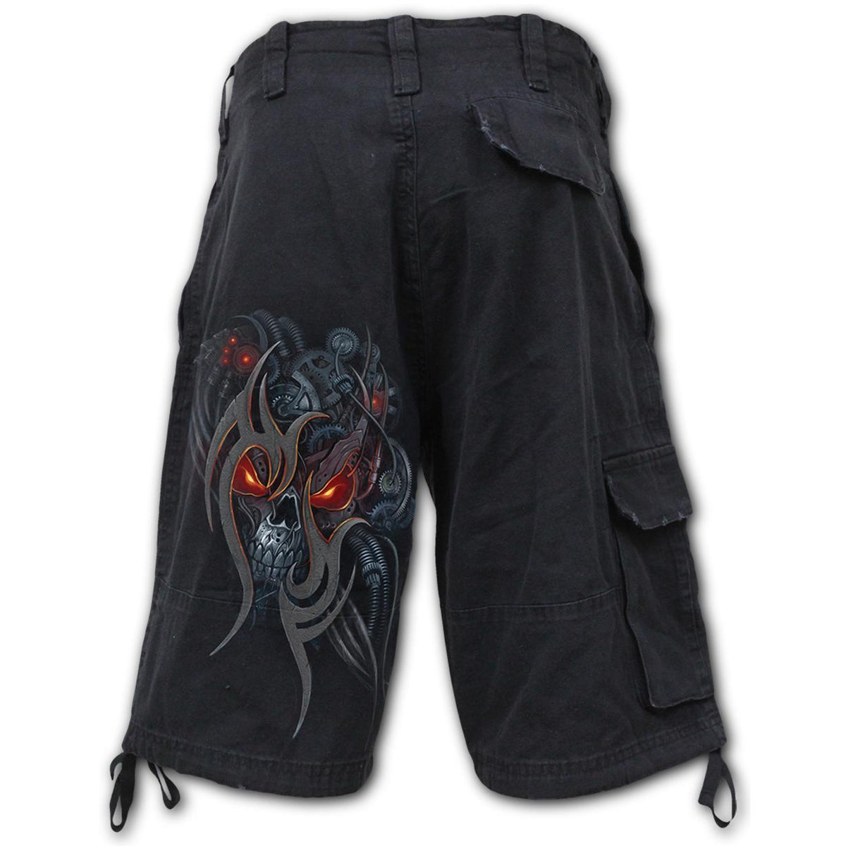 Steampunk Skull Mens Black Cargo Shorts-Mens Shorts &amp; Pants-Scarlett Dawn