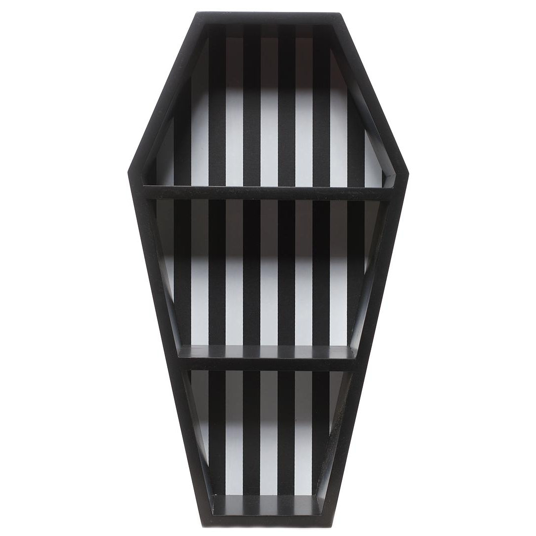 Striped B&amp;W Coffin Shelf-Coffin Shelves-Scarlett Dawn