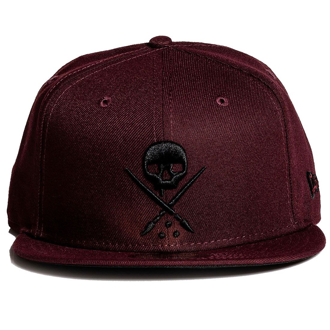 Sullen Badge Maroon Stretched Fitted Cap-Mens Beanies, Hats & Snapback Caps-Scarlett Dawn
