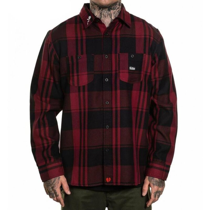 Valentine Flannel Button Up Long Sleeve Shirt-Mens Jumpers, Hoodies &amp; Long Sleeves-Scarlett Dawn
