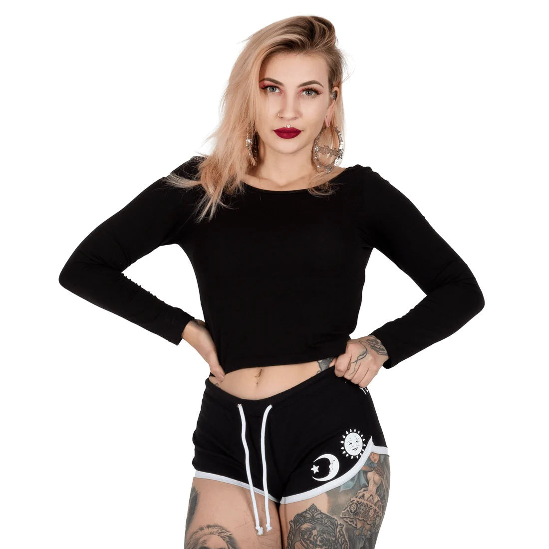 Ouija Board Black Womens Dolphin Hot Shorts-Womens Shorts & Skirts-Scarlett Dawn