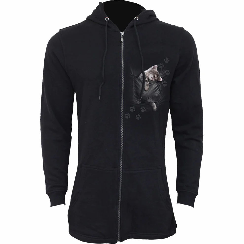 Pocket Kitten Fish Tail Full Zipped Hoodie-Womens Jumpers & Hoodies-Scarlett Dawn