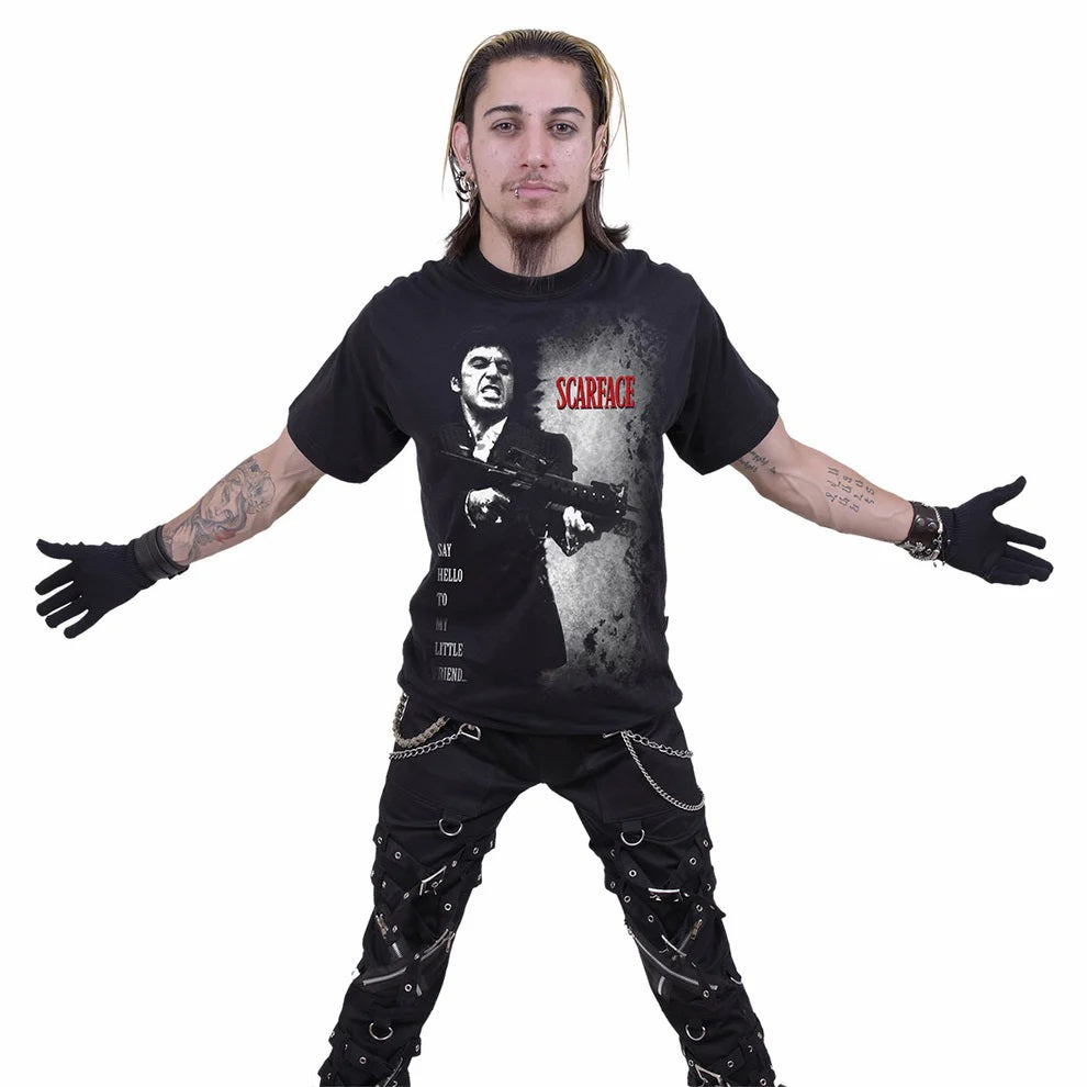 Scarface Say Hello Black Mens T-Shirt-Mens T-Shirts & Tanks-Scarlett Dawn