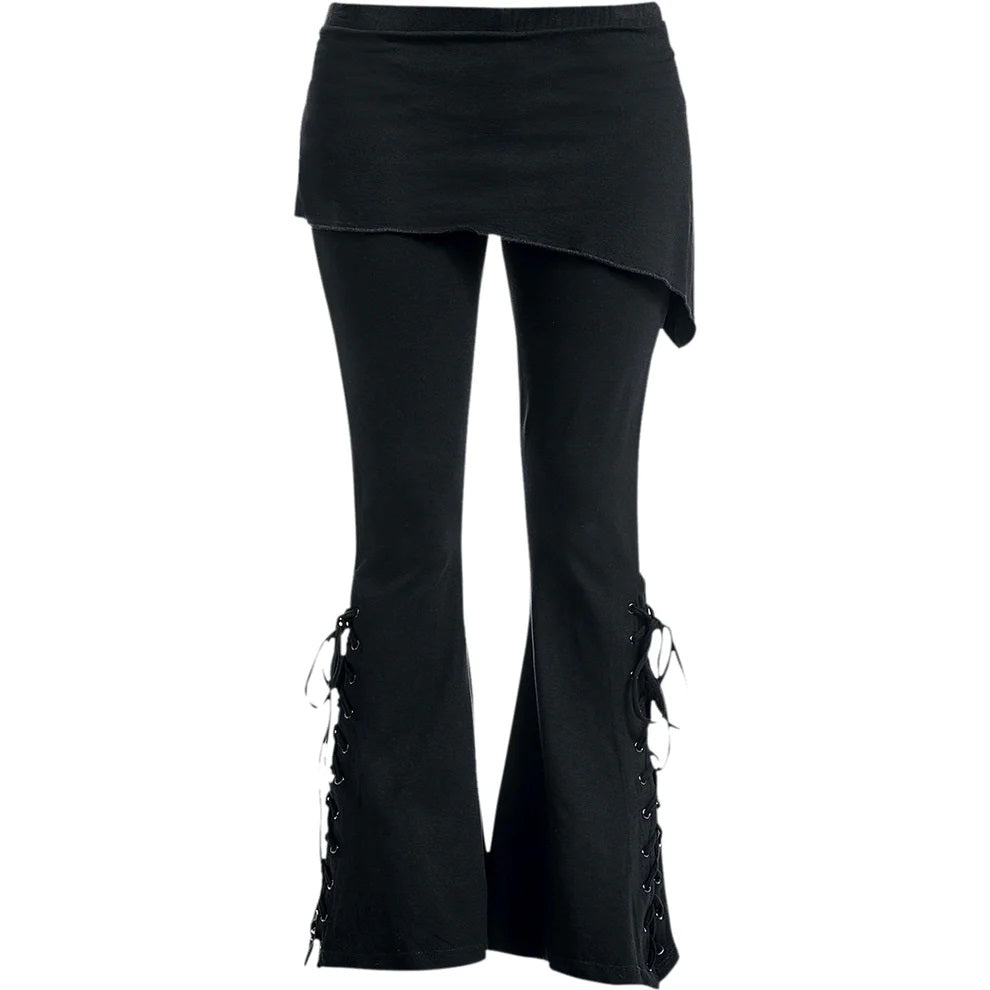 Urban Fashion 2 in 1 Boot-Cut Leggings With Micro Slant Skirt-Womens Leggings & Pants-Scarlett Dawn