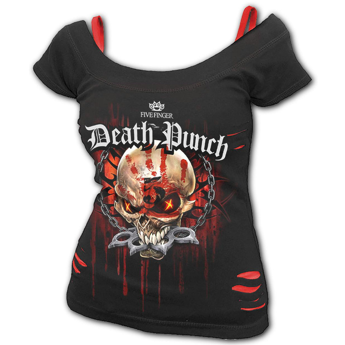 5FDP Assassin 2 in 1 Red Ripped Womens Top-Womens Tops-Scarlett Dawn