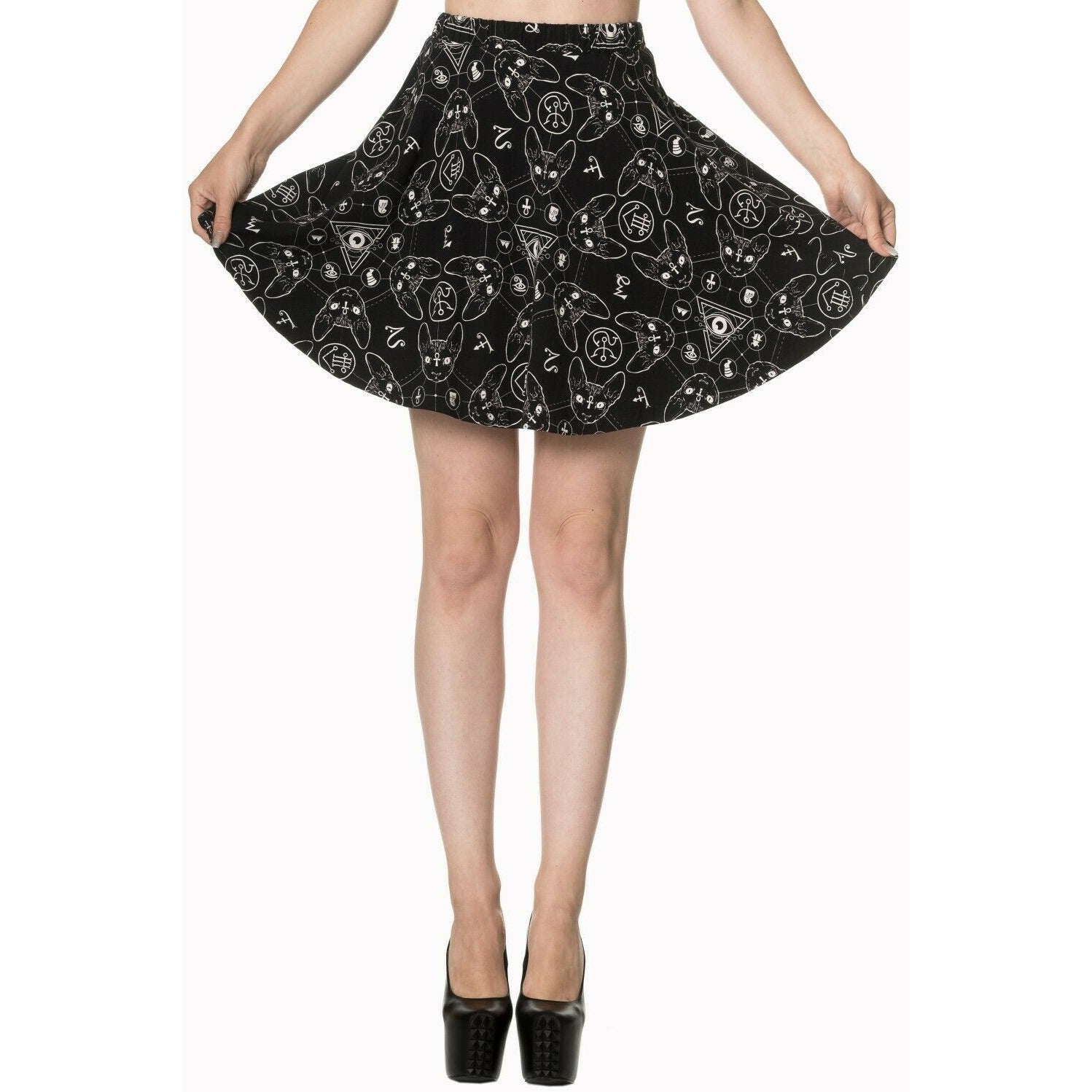 9 Lives Black Womens Skirt-Womens Shorts & Skirts-Scarlett Dawn