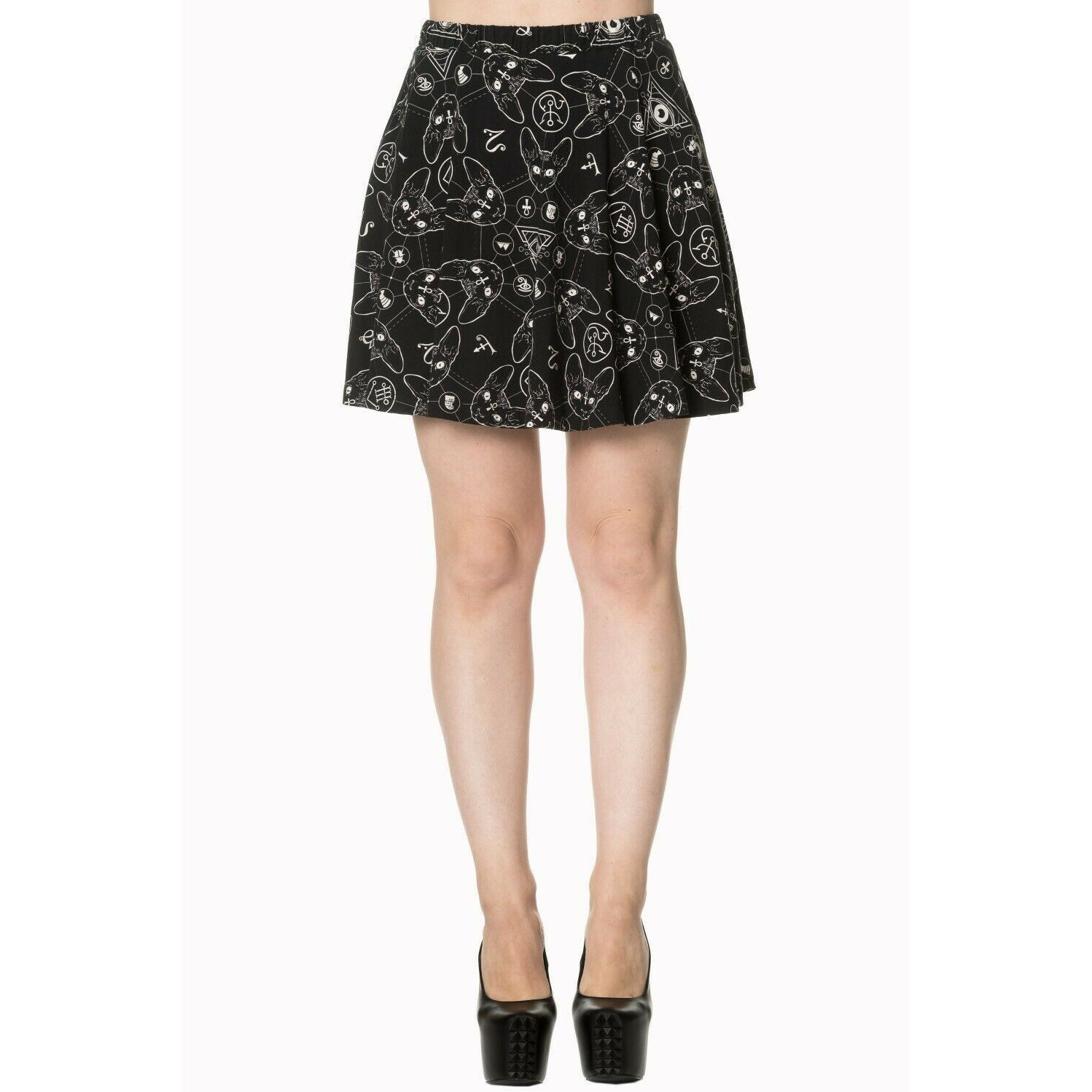 9 Lives Black Womens Skirt-Womens Shorts & Skirts-Scarlett Dawn