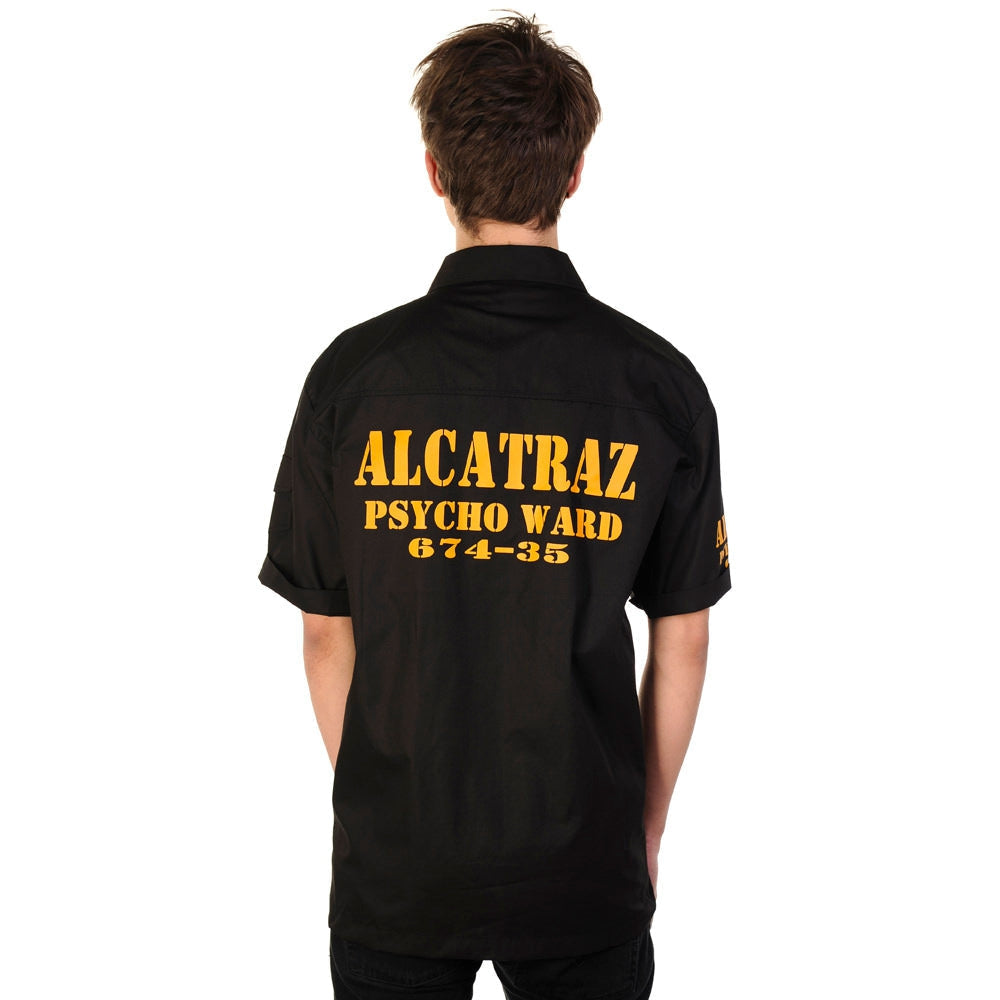 Alcatraz Black Button Up Shirt-Mens Casual Shirts-Scarlett Dawn