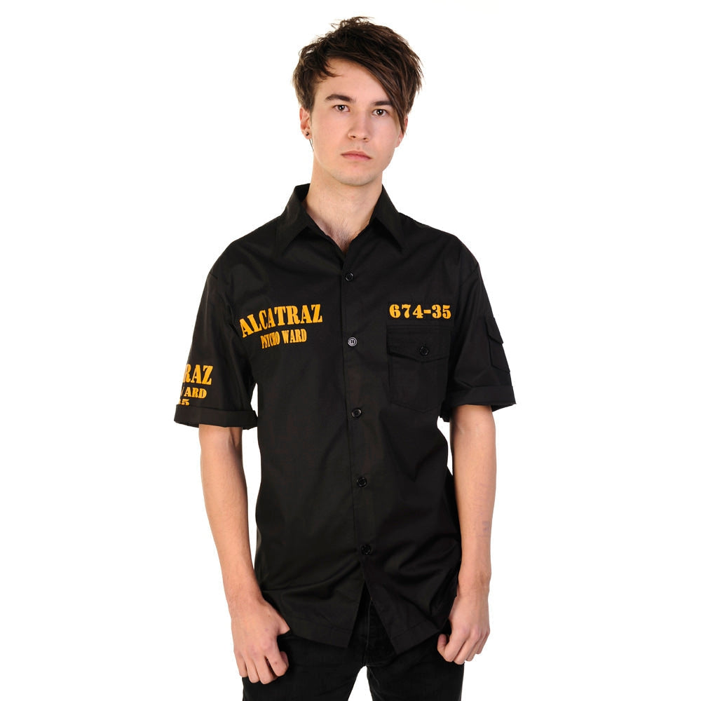 Alcatraz Black Button Up Shirt-Mens Casual Shirts-Scarlett Dawn
