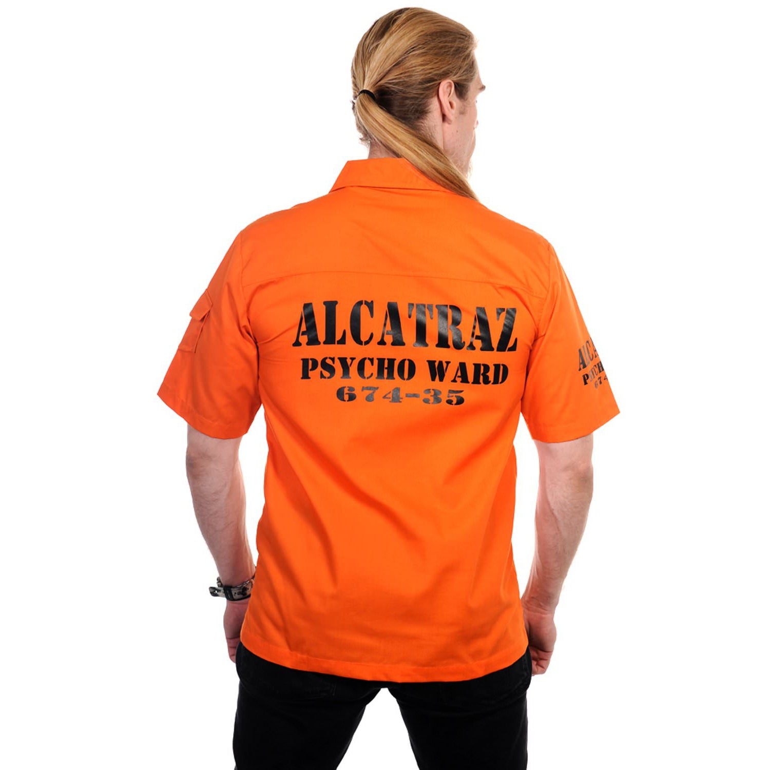 Alcatraz Orange Button Up Shirt-Mens Casual Shirts-Scarlett Dawn