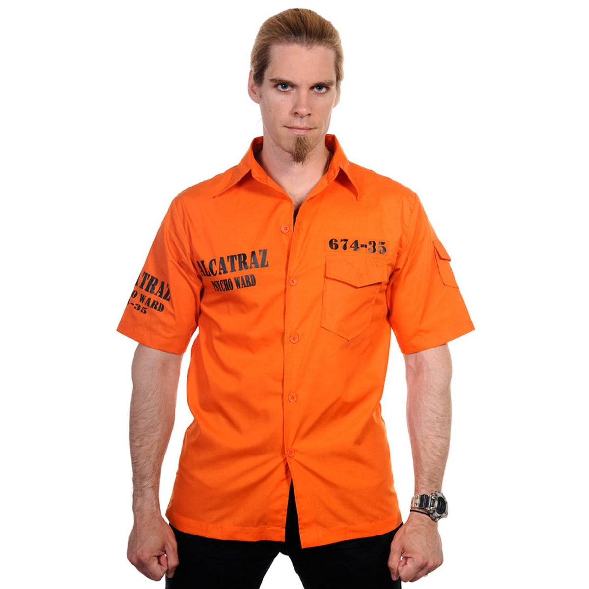 Alcatraz Orange Button Up Shirt-Mens Casual Shirts-Scarlett Dawn