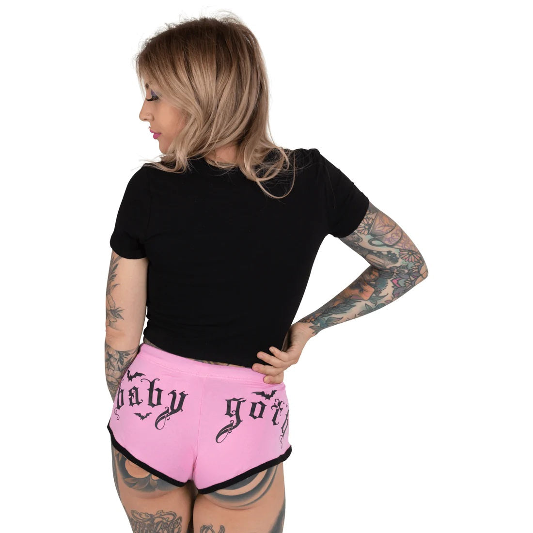 Baby Goth Pink Dolphin Hot Shorts-Womens Shorts &amp; Skirts-Scarlett Dawn