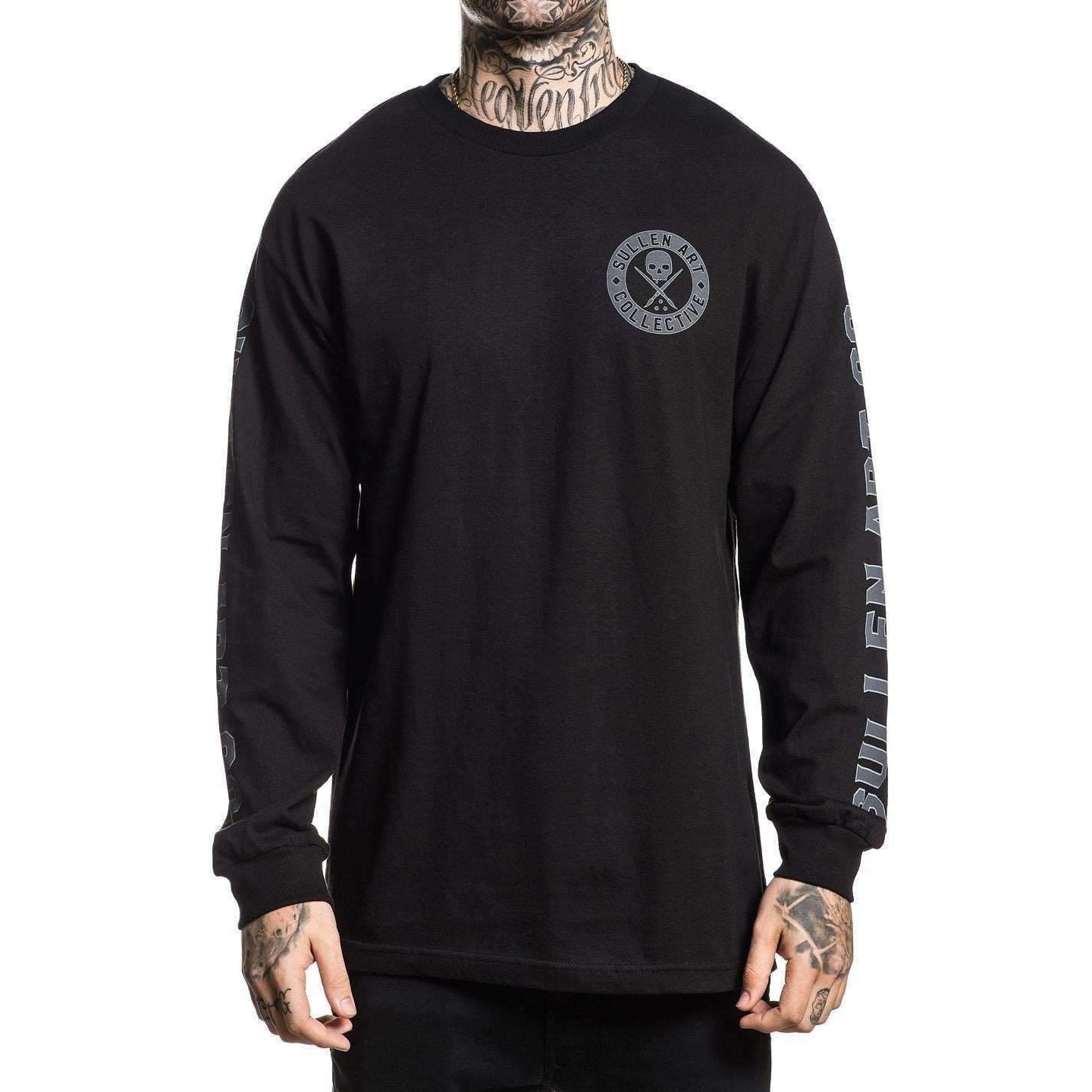 Badge Of Honor Black Long Sleeve Shirt-Mens Jumpers, Hoodies & Long Sleeves-Scarlett Dawn