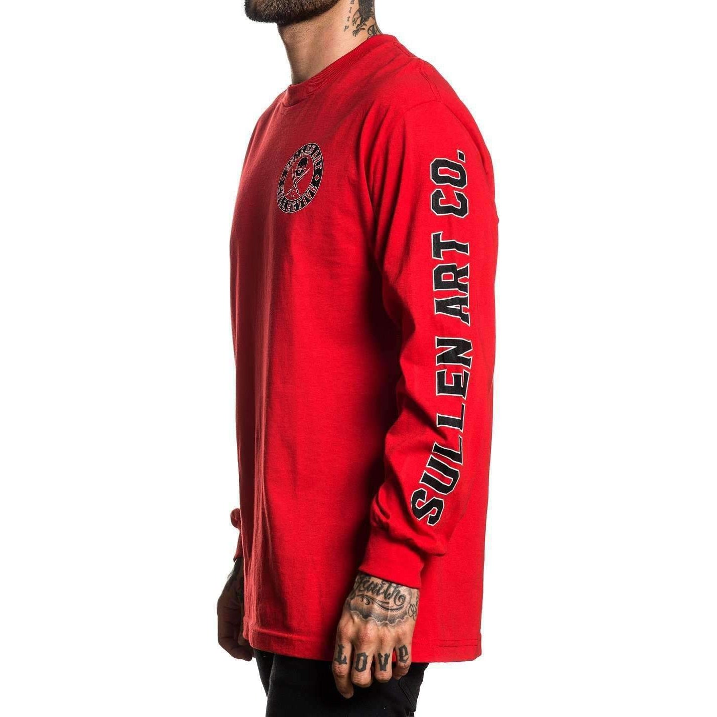 Badge Of Honor Red Long Sleeve Shirt-Mens Jumpers, Hoodies & Long Sleeves-Scarlett Dawn