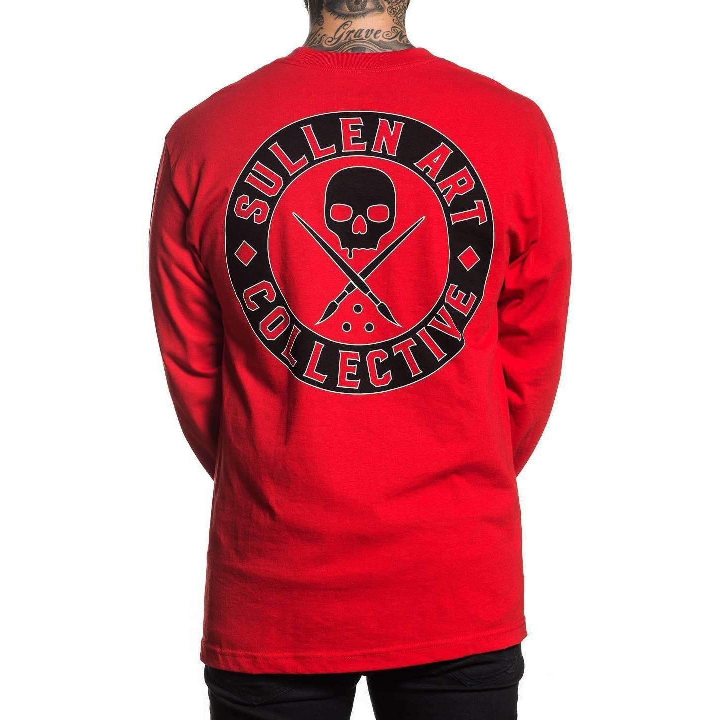 Badge Of Honor Red Long Sleeve Shirt-Mens Jumpers, Hoodies & Long Sleeves-Scarlett Dawn