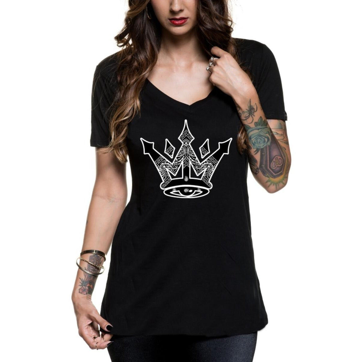 Bandana Crown V-Neck Womens Top-Womens Tops-Scarlett Dawn