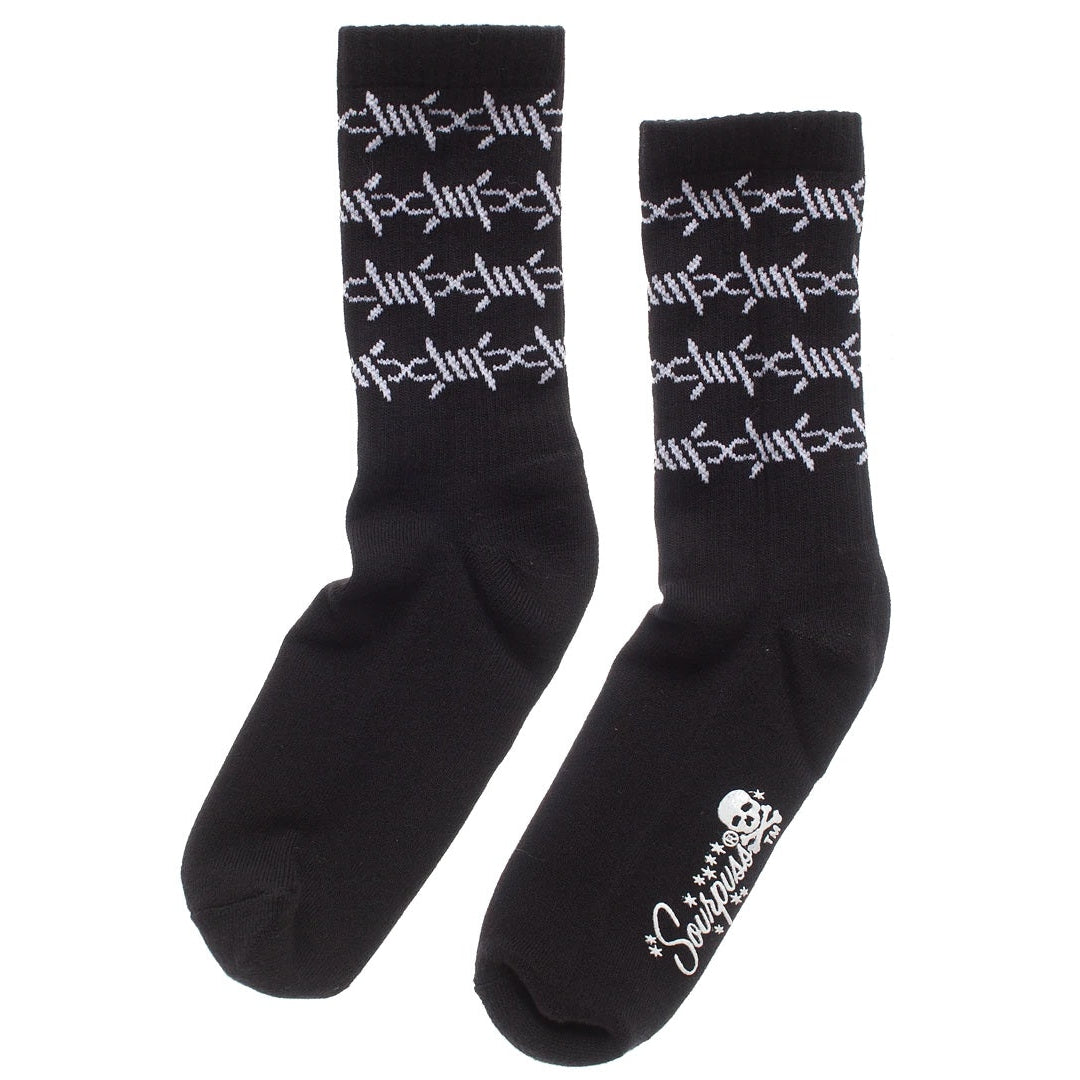 Barbed Wire Crew Socks-Womens Socks-Scarlett Dawn