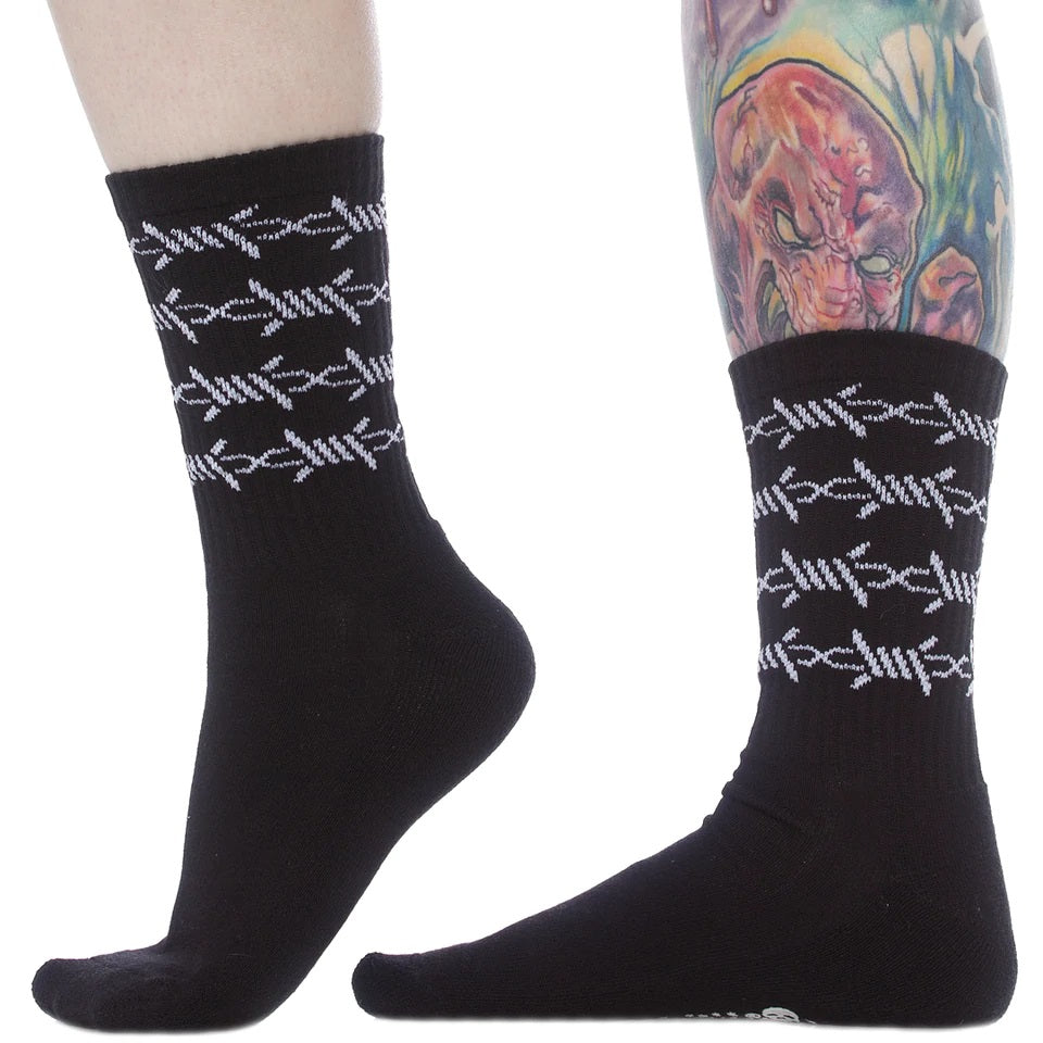 Barbed Wire Crew Socks-Womens Socks-Scarlett Dawn