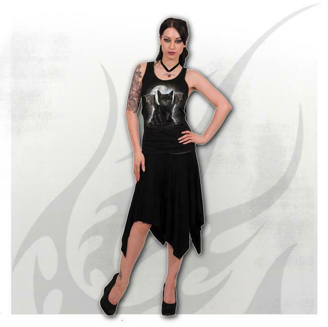 Bat Cat Razor Back Womens Top-Womens Tops-Scarlett Dawn
