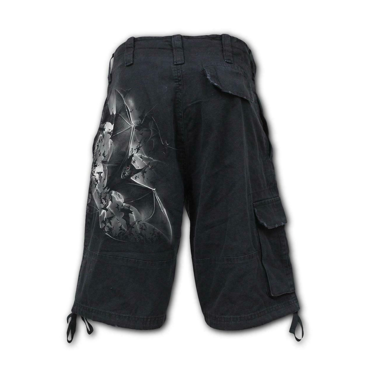 Bat Curse Mens Black Cargo Shorts-Mens Shorts &amp; Pants-Scarlett Dawn