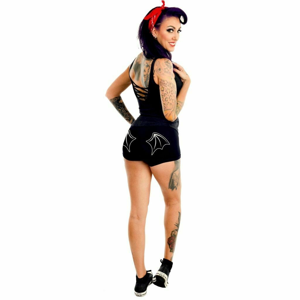 Bat Wings Fallen Angel Hades Womens Hot Shorts-Womens Shorts & Skirts-Scarlett Dawn