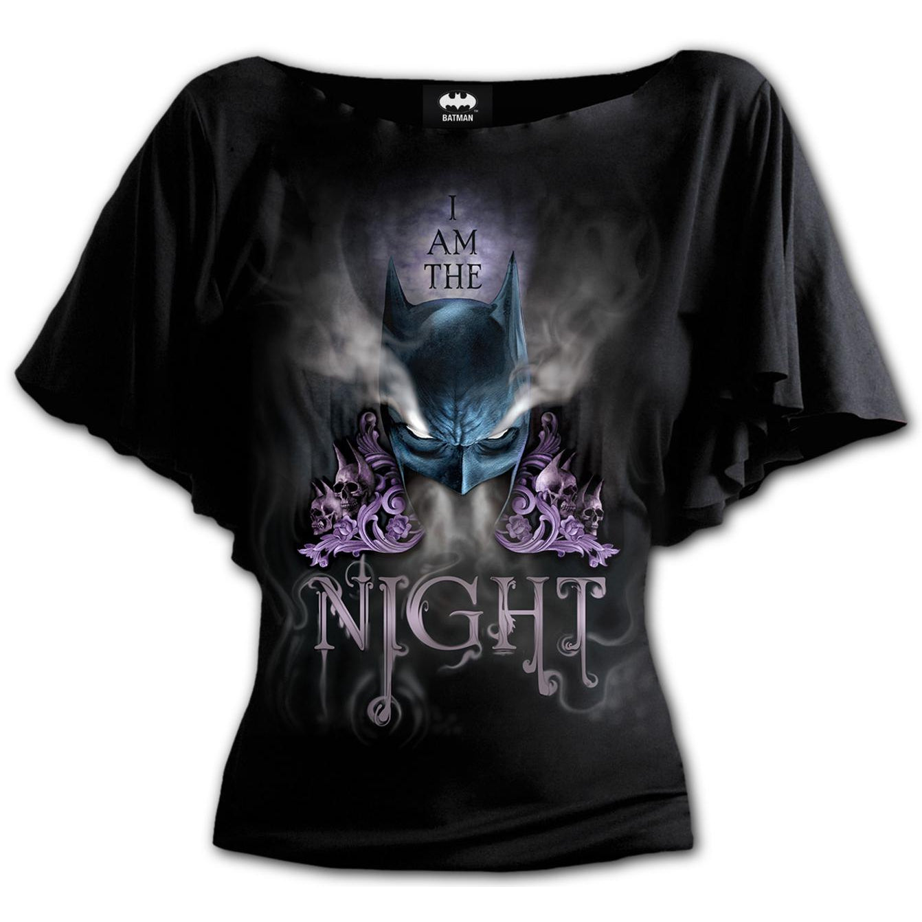 Batman I am The Knight Boat Neck Bat Sleeve Womens Top-Womens Tops-Scarlett Dawn