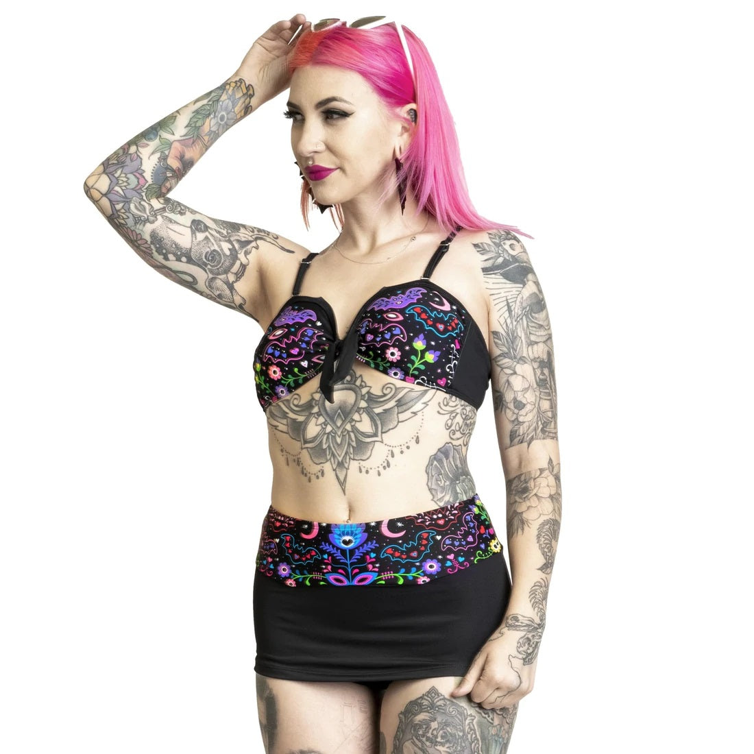 Batty Folk Pin Up Skirted Bikini-Womens Swimwear-Scarlett Dawn