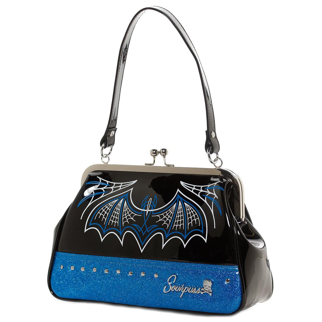 Batty Pinstripe Blue Womens Purse-Womens Handbags, Purses &amp; Wallets-Scarlett Dawn