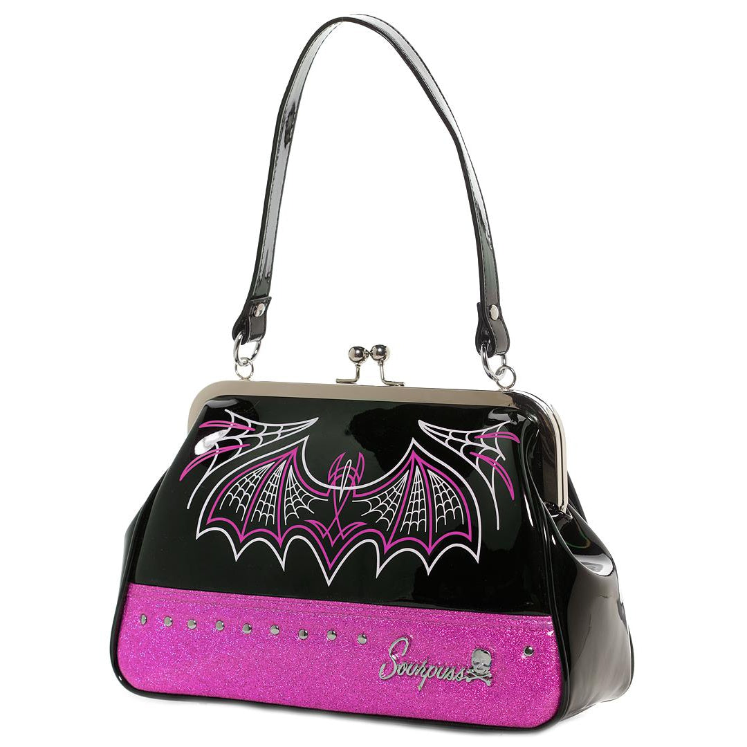Batty Pinstripe Purse Pink-Womens Handbags, Purses &amp; Wallets-Scarlett Dawn